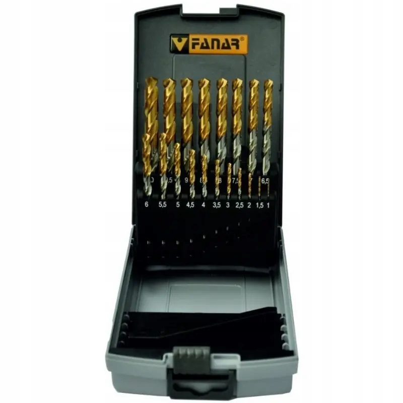 Zestaw wierteł cylindrycznych CZW-19 fi 1-10 mm Hsse Inox Tin Fanar