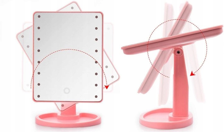 PODŚWIETLANE LUSTRO KOSMETYCZNE DO MAKIJAŻU RÓŻOWY Marka inna marka