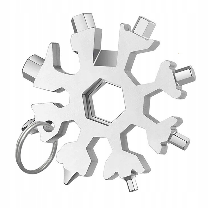 KLUCZ UNIWERSALNY BRELOK MULTITOOL 18w1 ŚNIEŻYNKA BRELOK GADŻET