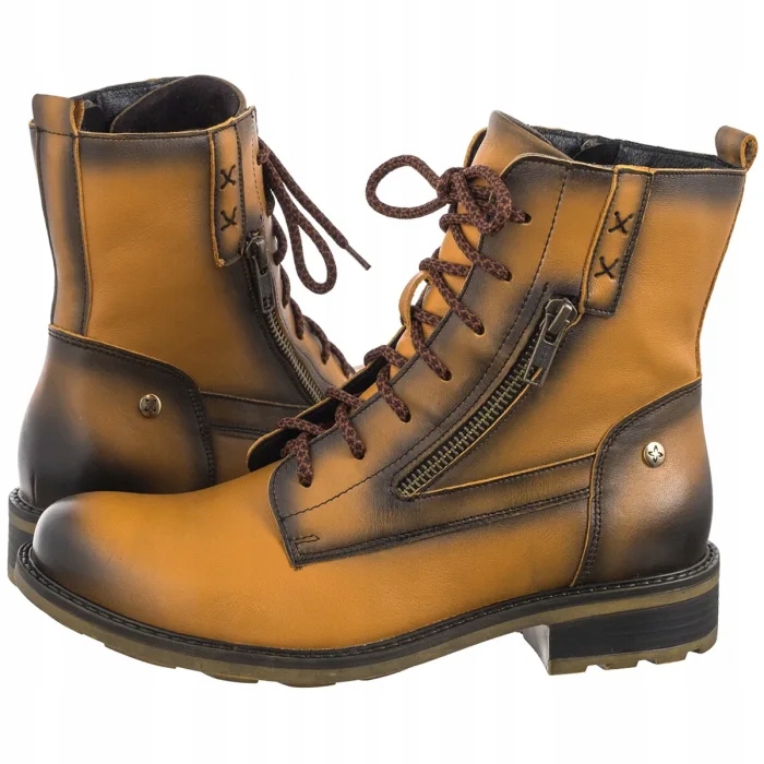 Boty Kotníkové Boty Kožené Dámské Maciejka Žluté 06705-07