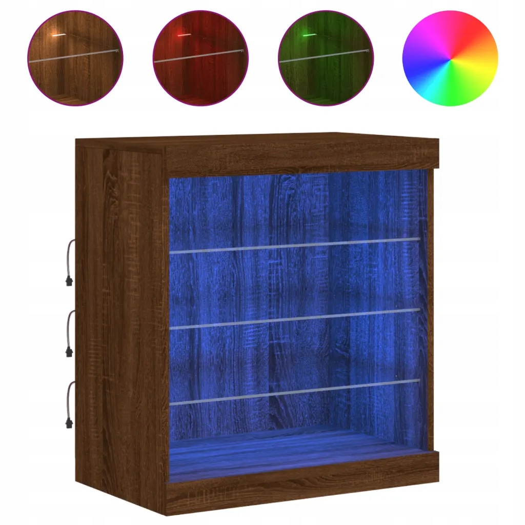 Komoda s Rgb Led, materiál dřevo, hnědý dub, 60,5 x 37 x 67 cm