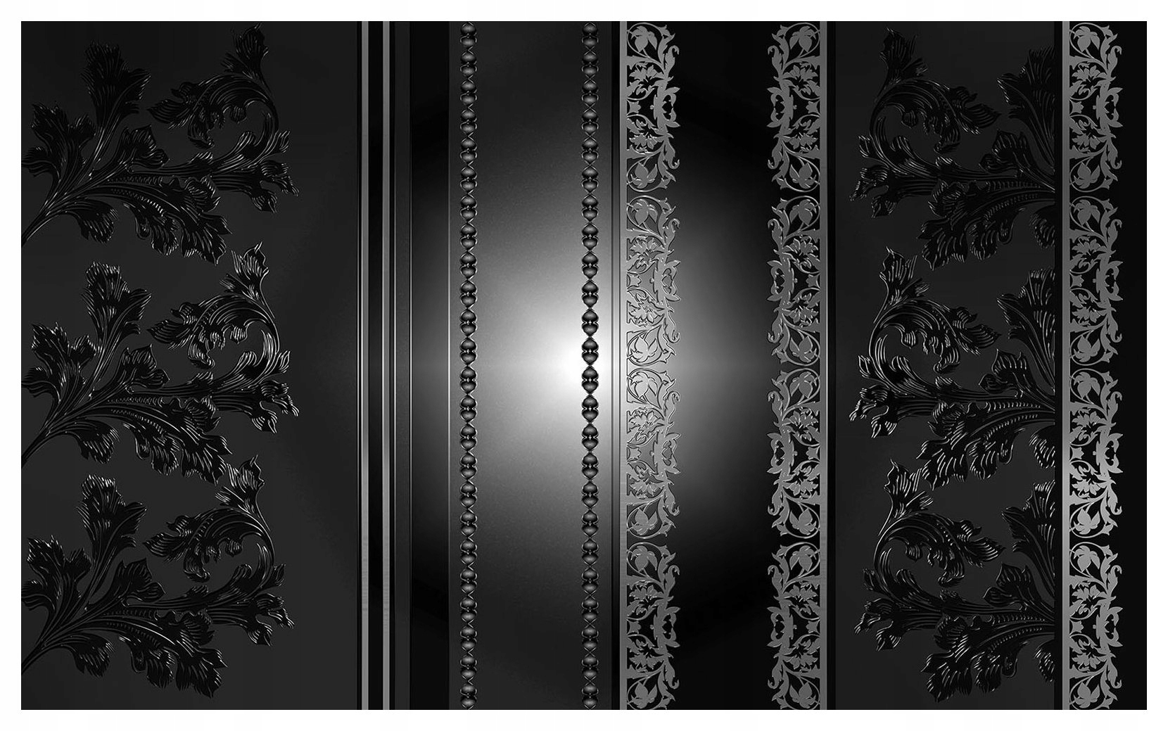 Fototapeta Čierne a sivé kvety ornament 350x250 Elegantný štýl lepidlo