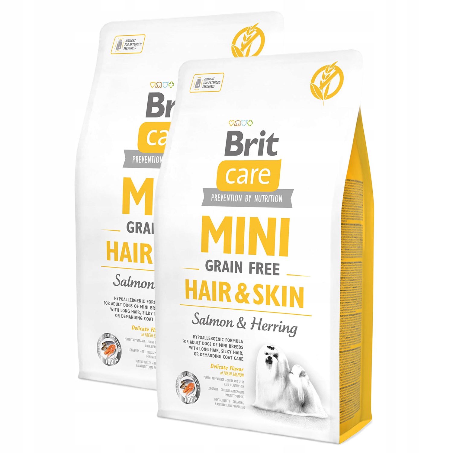 Levně Brit Care Dog Mini Grain Free Hair Skin Salmon Losos Dvojpak 2x2kg 4kg