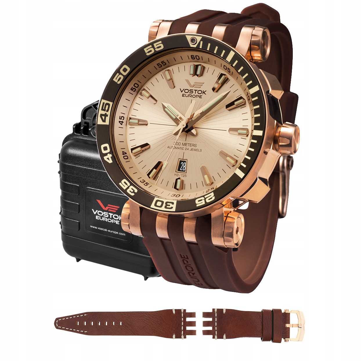 Pánské Hodinky Vostok Europe NH35A-575B281S, hnědý řemínek