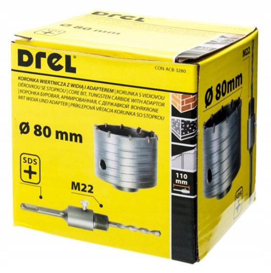 KORONKA WIERTNICZA Z WIDIĄ ADAPTEREM 80mm SDS PLUS Marka Drel