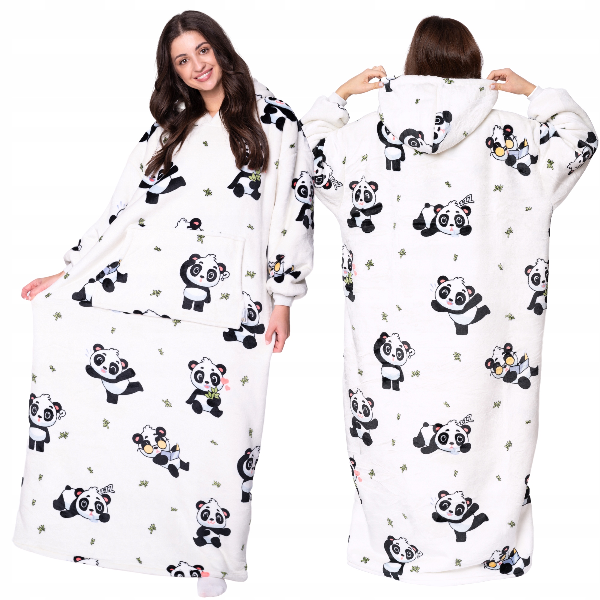 Mikina Deka oversize mikina , teplá, délka po kotníky, 2v1 XXL, Panda Mikinová Deka