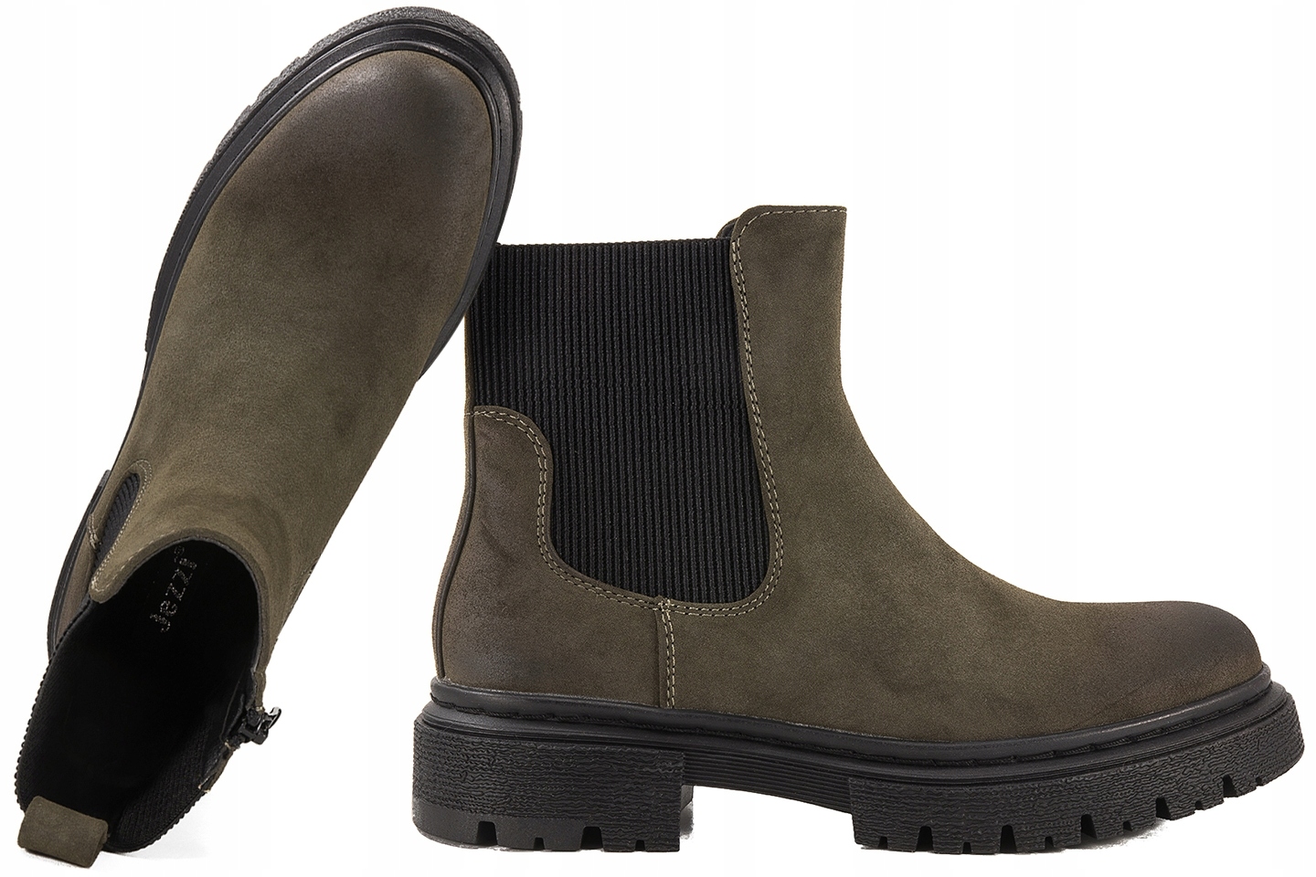 Jezzi 24BT35-7426 Dámské Kotníkové Boty Kozačky Zateplené Semišové khaki 37