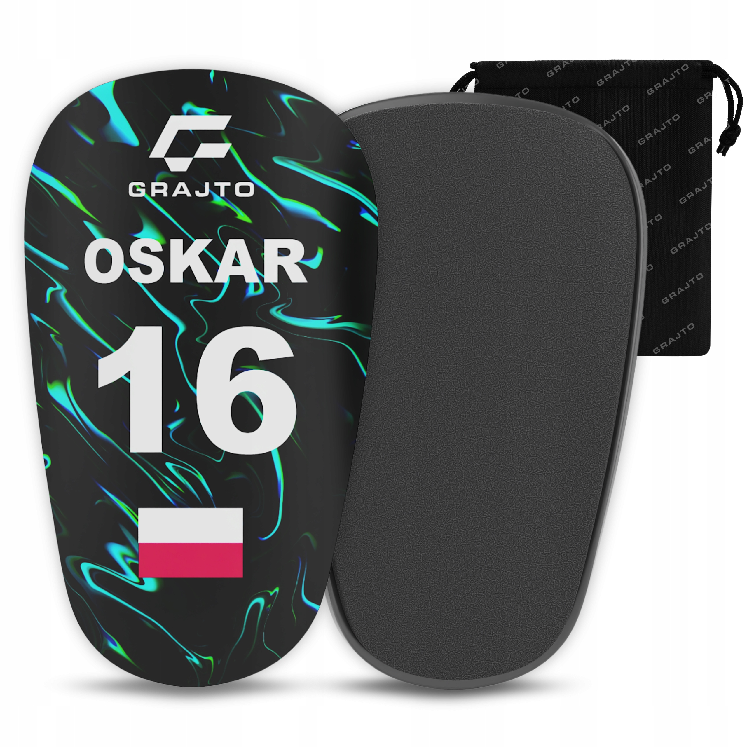Ochraniacze Piłkarskie Lekkie r. M 12x8cm Neon Wave Personalizowane ID