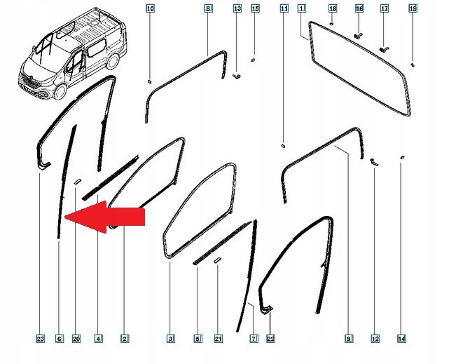 USZCZELKA SZYBY BOK RENAULT TRAFIC 1,6 803309479R Numer katalogowy części 803309479R