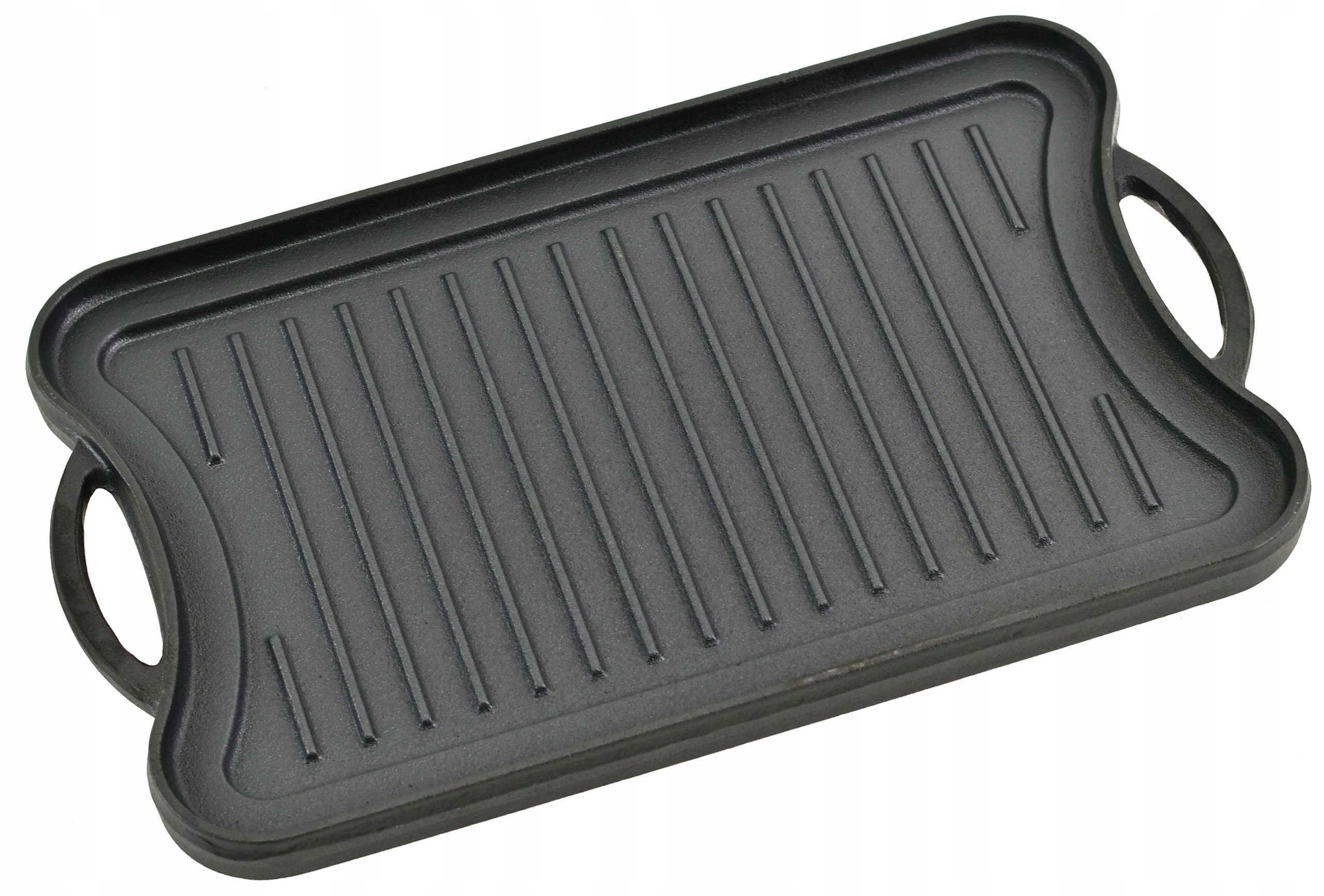 Płyta ŻELIWNA Dwustronna RUSZT na grill ognisko Patelnia Grillowa 42x26 cm Materiał żeliwo
