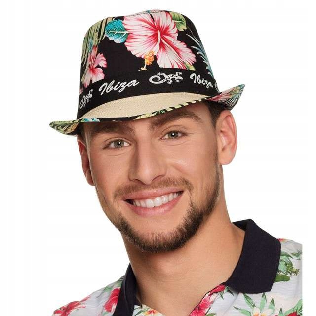 

Kapelusz hawajski Ibiza kwiaty Fedora ecru strój