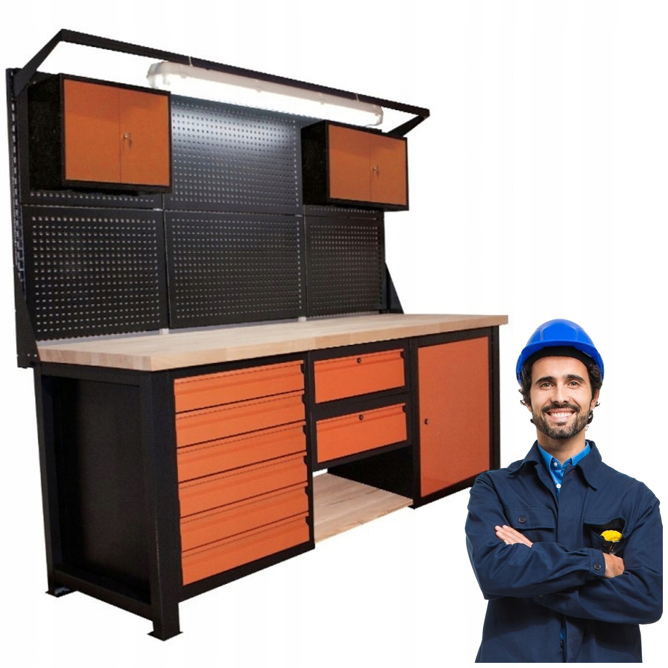 Pracovní Stůl Kovový Silný Garážový Průmyslový 210X68X83CM P-2120