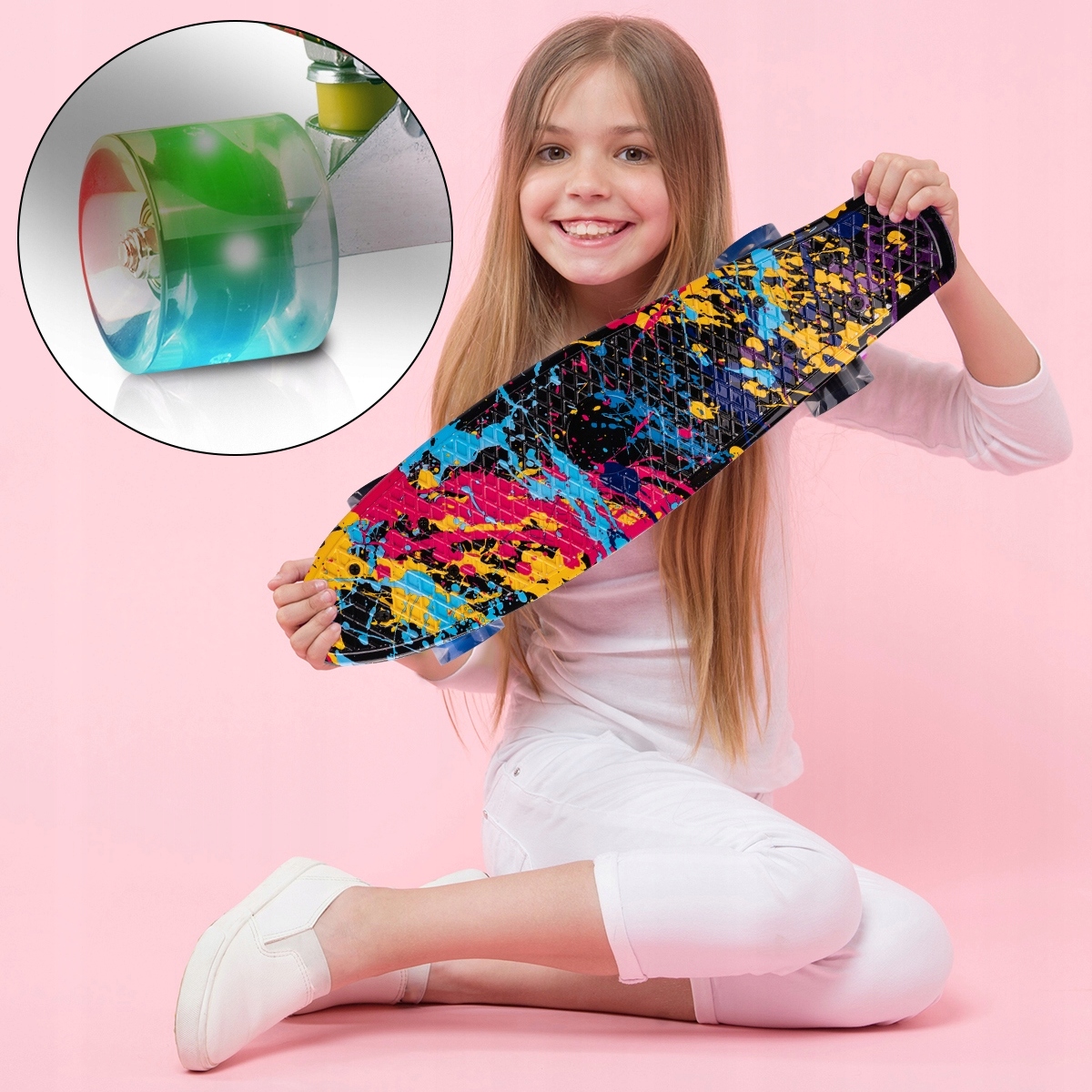 DESKOROLKA FISZKA LED ŚWIECĄCE KOŁA LED RGB DESKA FISHBOARD DLA DZIECI Twardość kół 82A