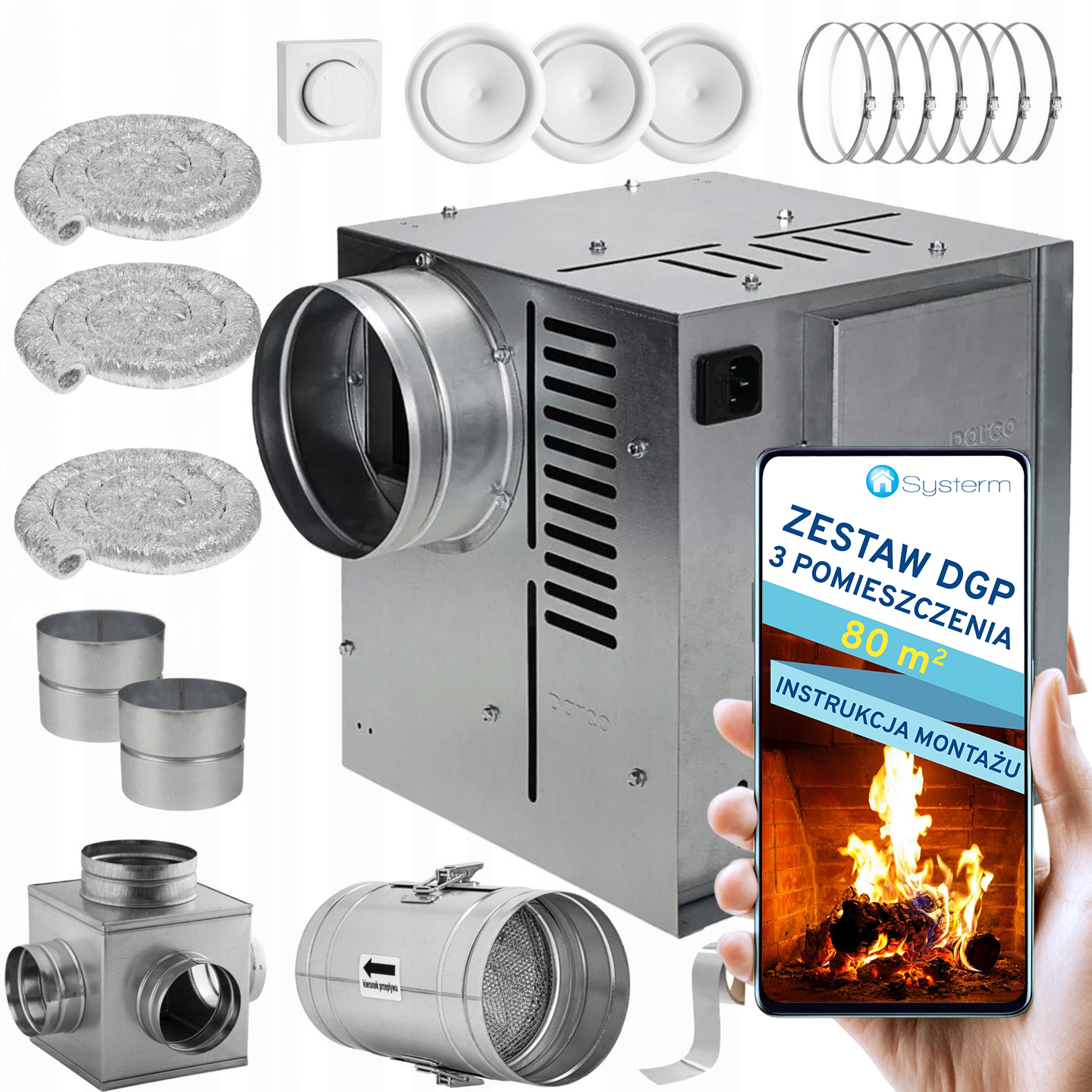 Komínová Turbína Ventilátor Komínový Set Dgp 3 miestnosti 80 m2