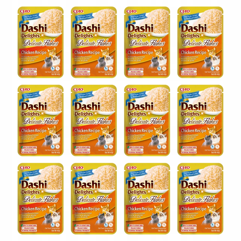 Levně Inaba Cat Dashi Delights kuřecí vločky 12x40g