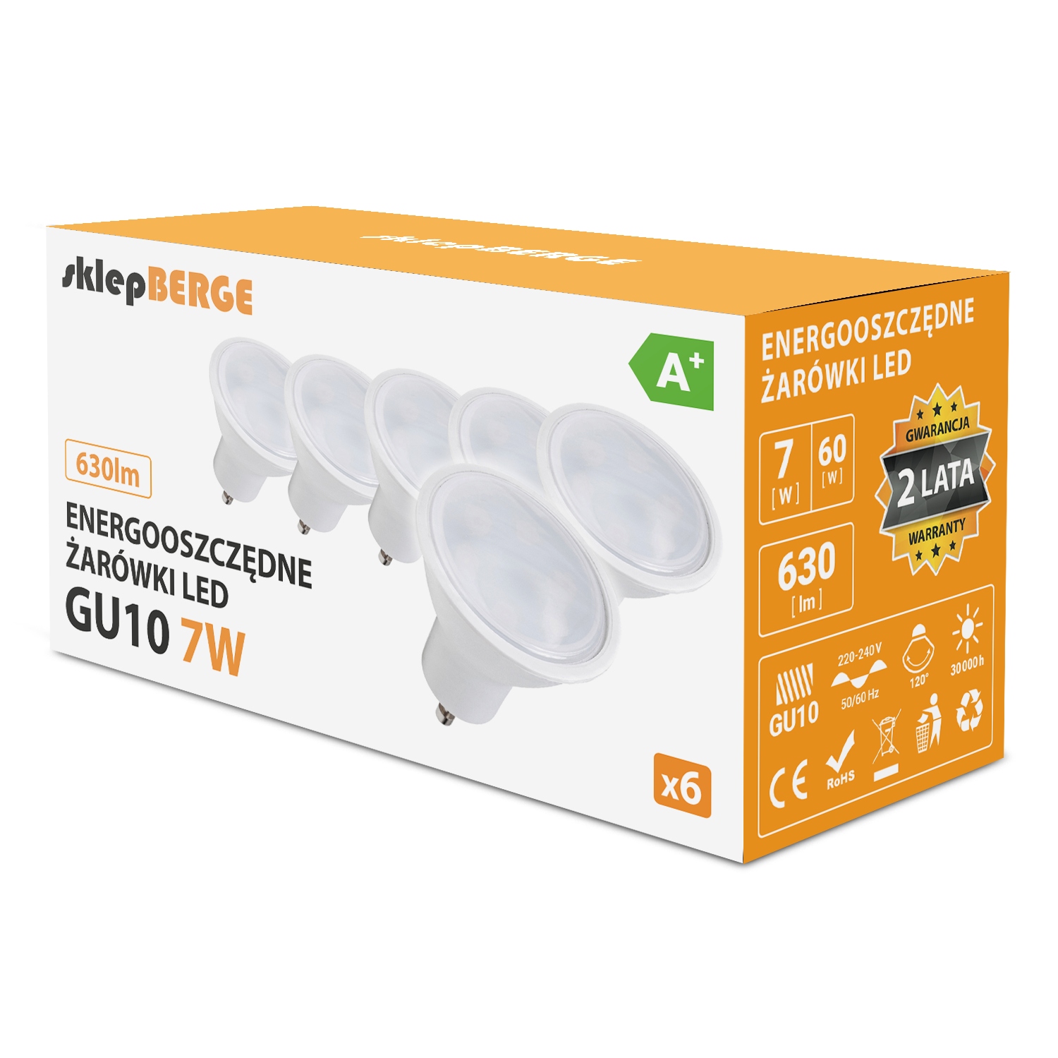 

Żarówka led GU10 7W (Zestaw 6szt) Premium Wydajna
