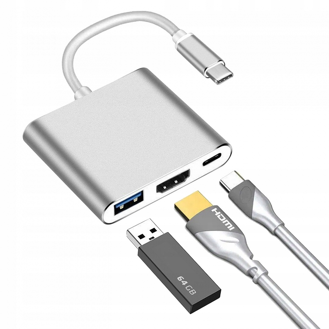 

Przejściówka Adapter 3w1 Hub Usb-c Hdmi do MacBook