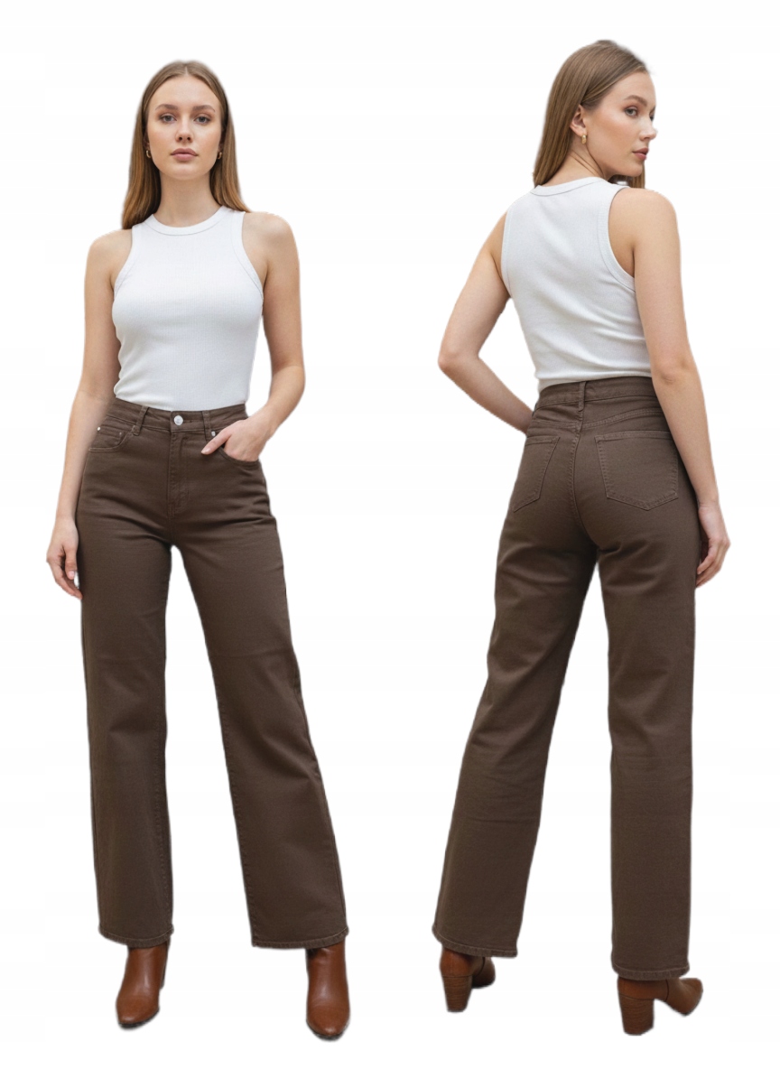 Dámské Džíny Zvonové Široké Nohavice Čokoládově Hnědé S