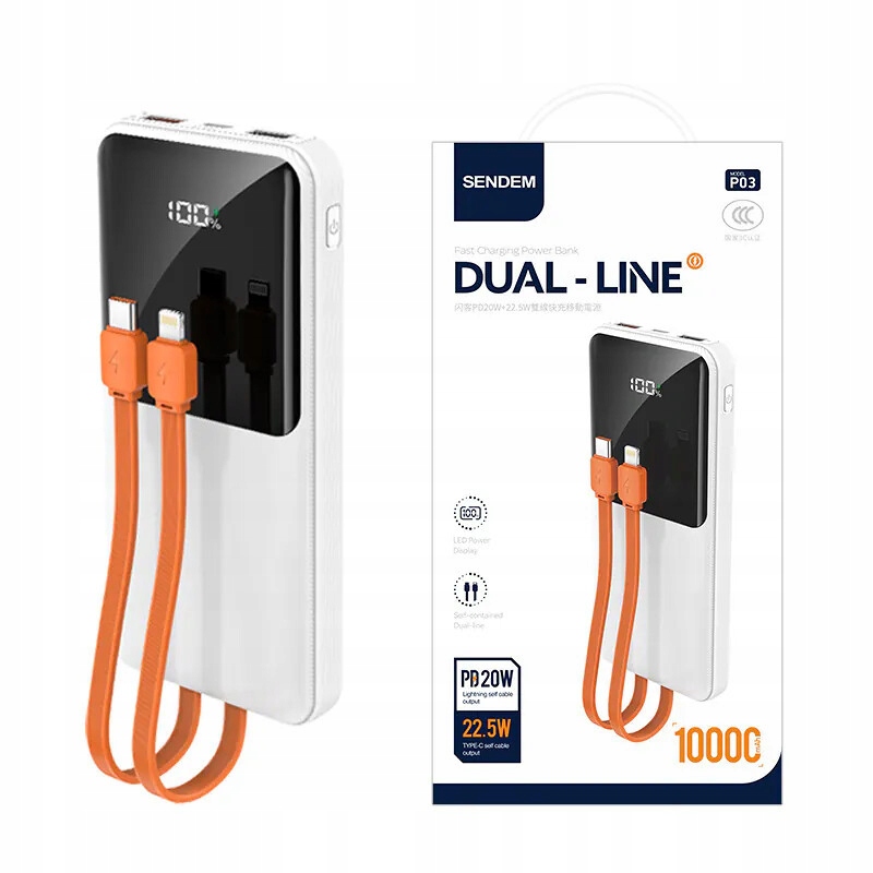 Power Bank 10.000 mAh 20W Pd 22,5W SuperCharge Szybkie Ładowanie