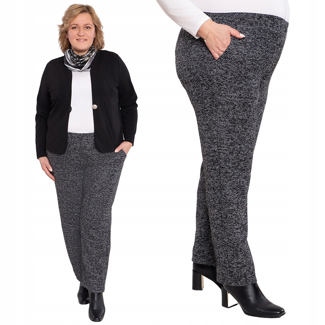 Černobílé melírované kalhoty plus size velikost 56/58
