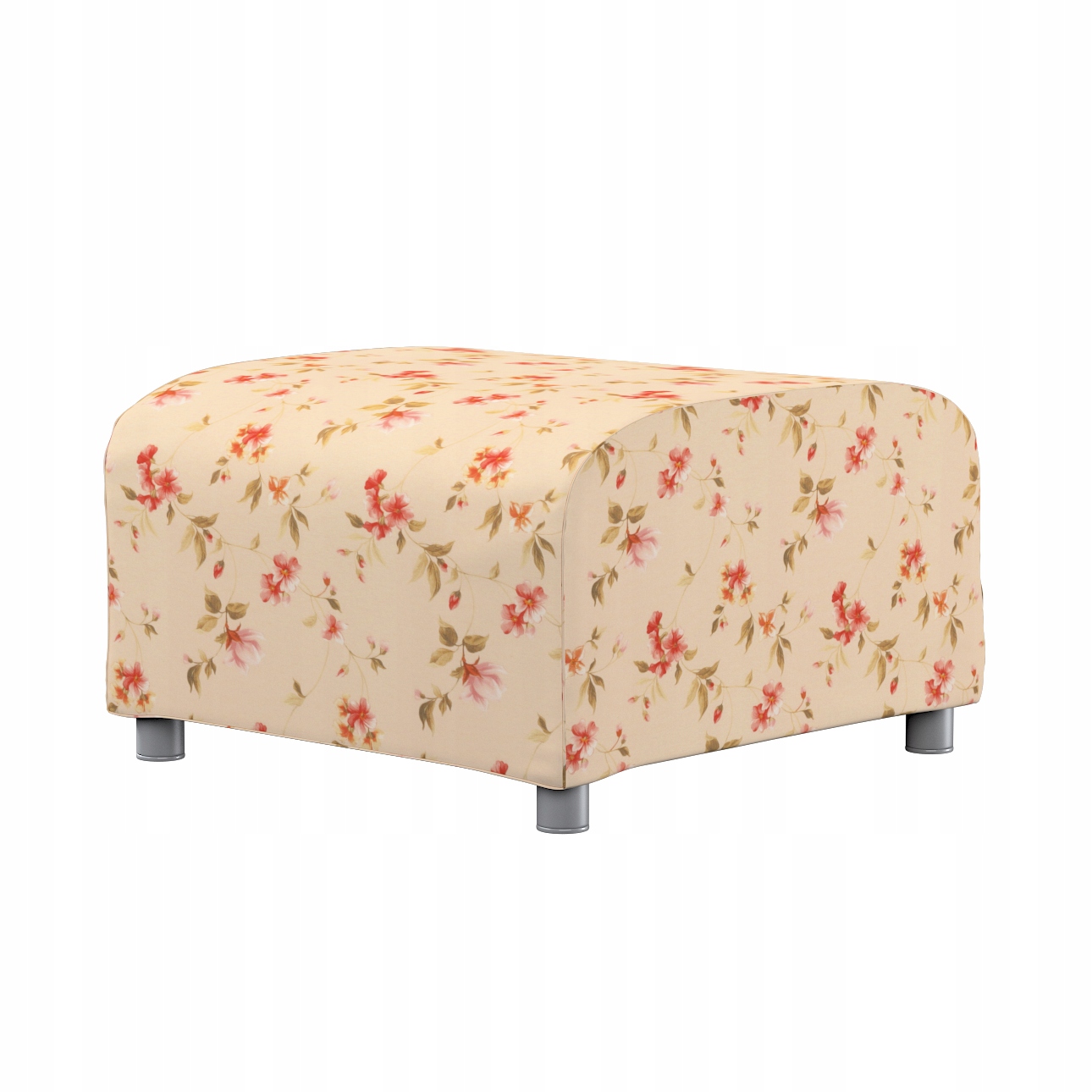 Potah na podnožku Klippan Ikea s květinami na krémovém pozadí