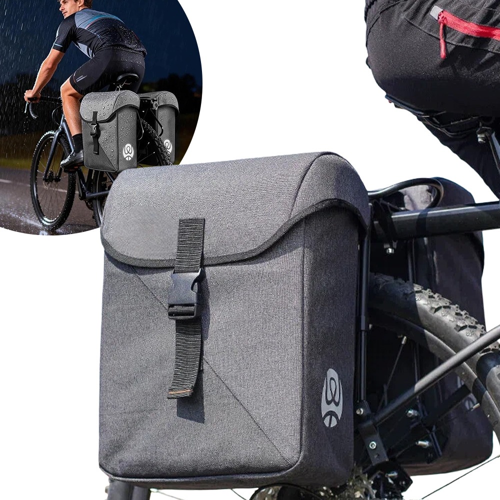 Torba Rowerowa Na Bagażnik Sakwy Podwójne 35L Odblaski Poliester 300D