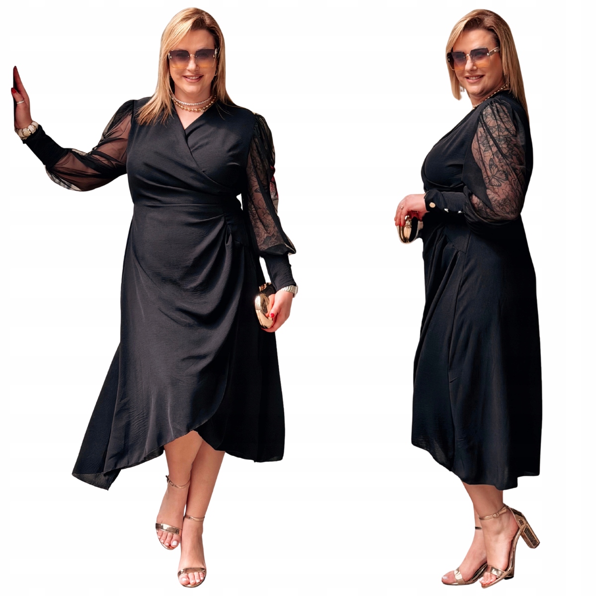 Šaty Plus Size Cavaricci Velké velikosti Elegantní Maxi Černá