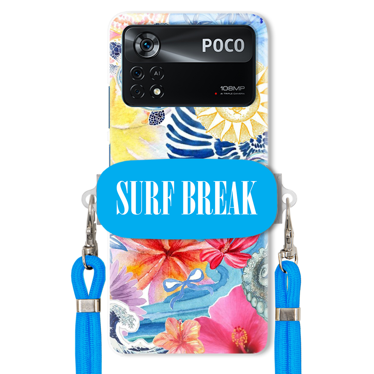 Pouzdro pro Xiaomi Poco X4 Pro 5G Modré vodítko držák Surf Break Léta