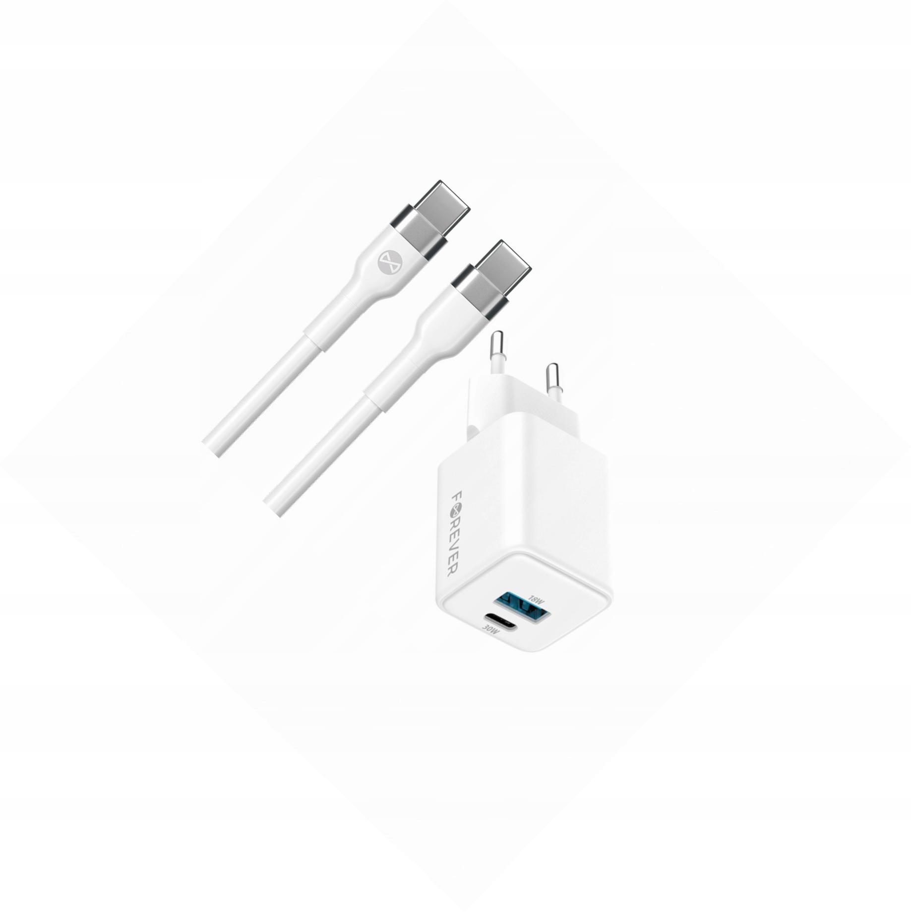 Szybka ładowarka GaN 30W 2 wejścia Usb i Usb-c z kablem do OnePlus 9 Pro