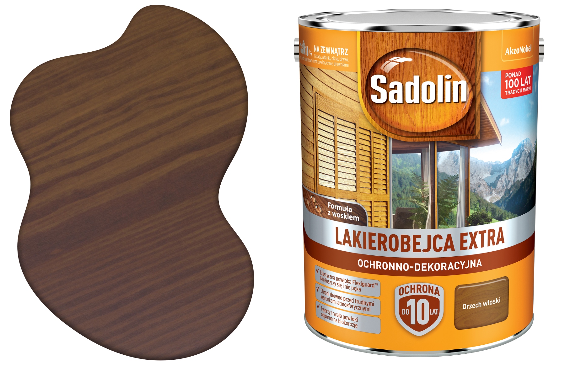 Wydajna Lazura Do Drewna Extra Ochronna Dekoracyjna Orzech włoski 5L