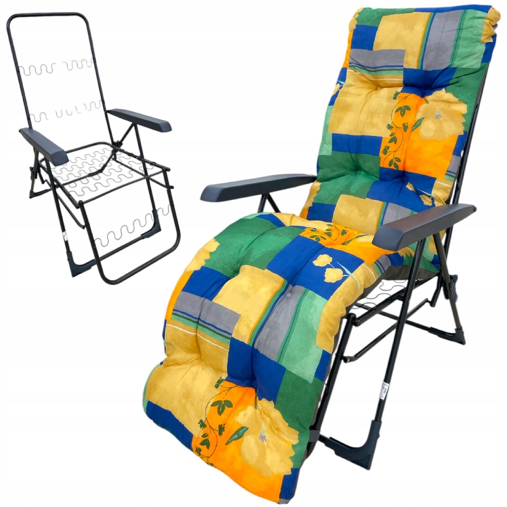 Leżak Fotel Ogrodowy Poduszka Plażowy Turystyczny Rozkładany Malaga