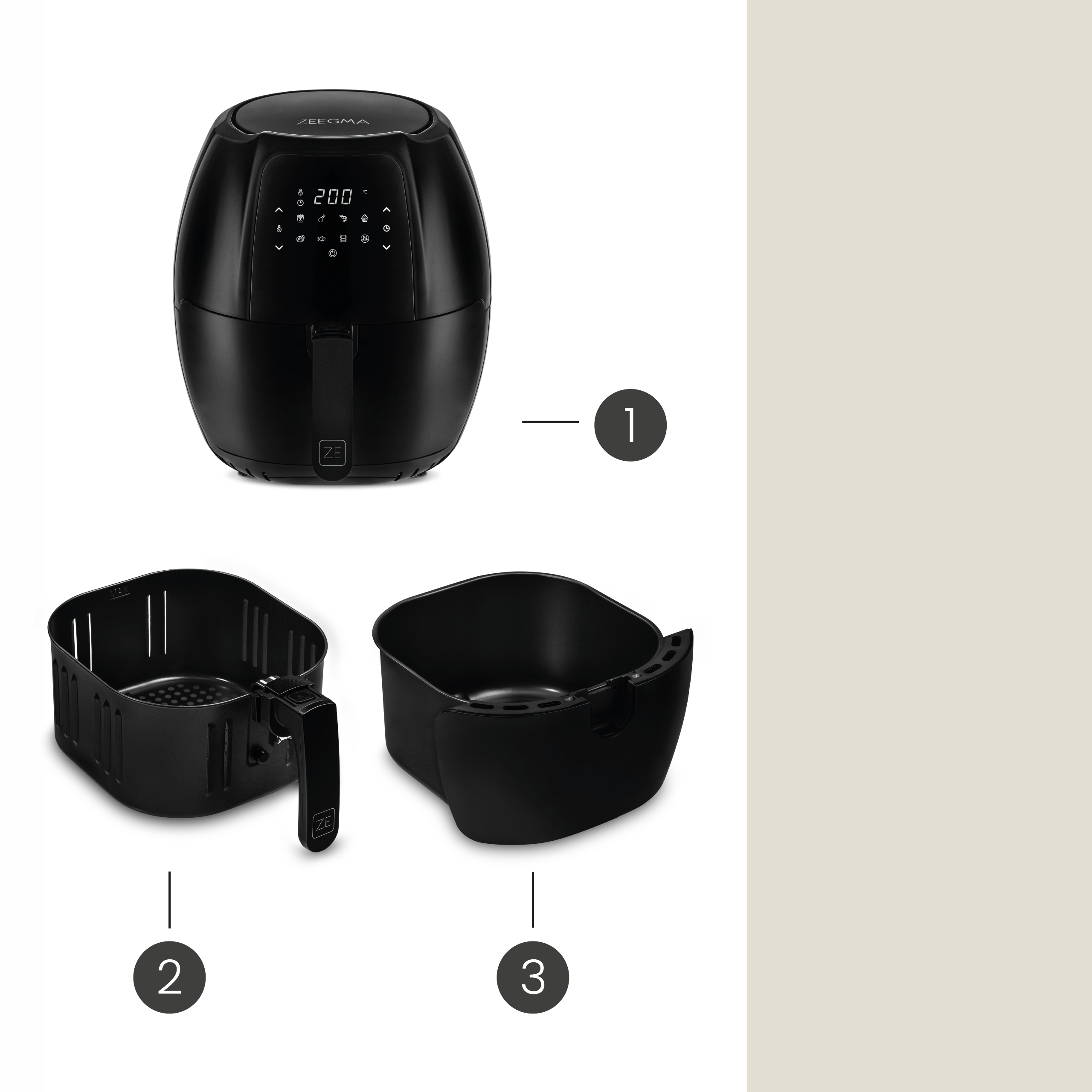 FRYTOWNICA AIR FRYER BEZTŁUSZCZOWA FRYTKOWNICA 1800W DUŻA dla 4 osób XXXL Pojemność 7 l