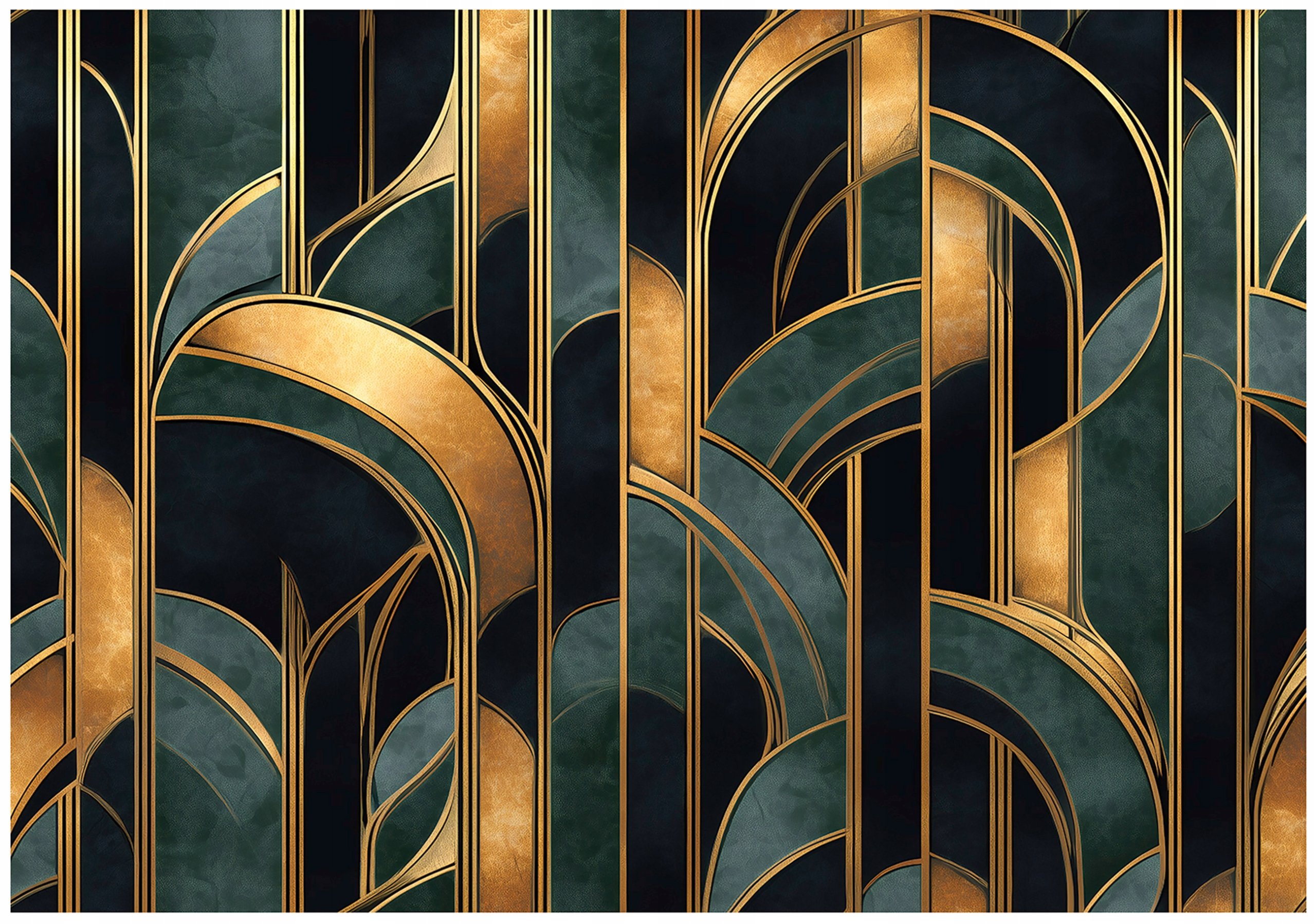 Fototapeta Art Deco Zlatá Abstrakce Glamour Zelená 150x105
