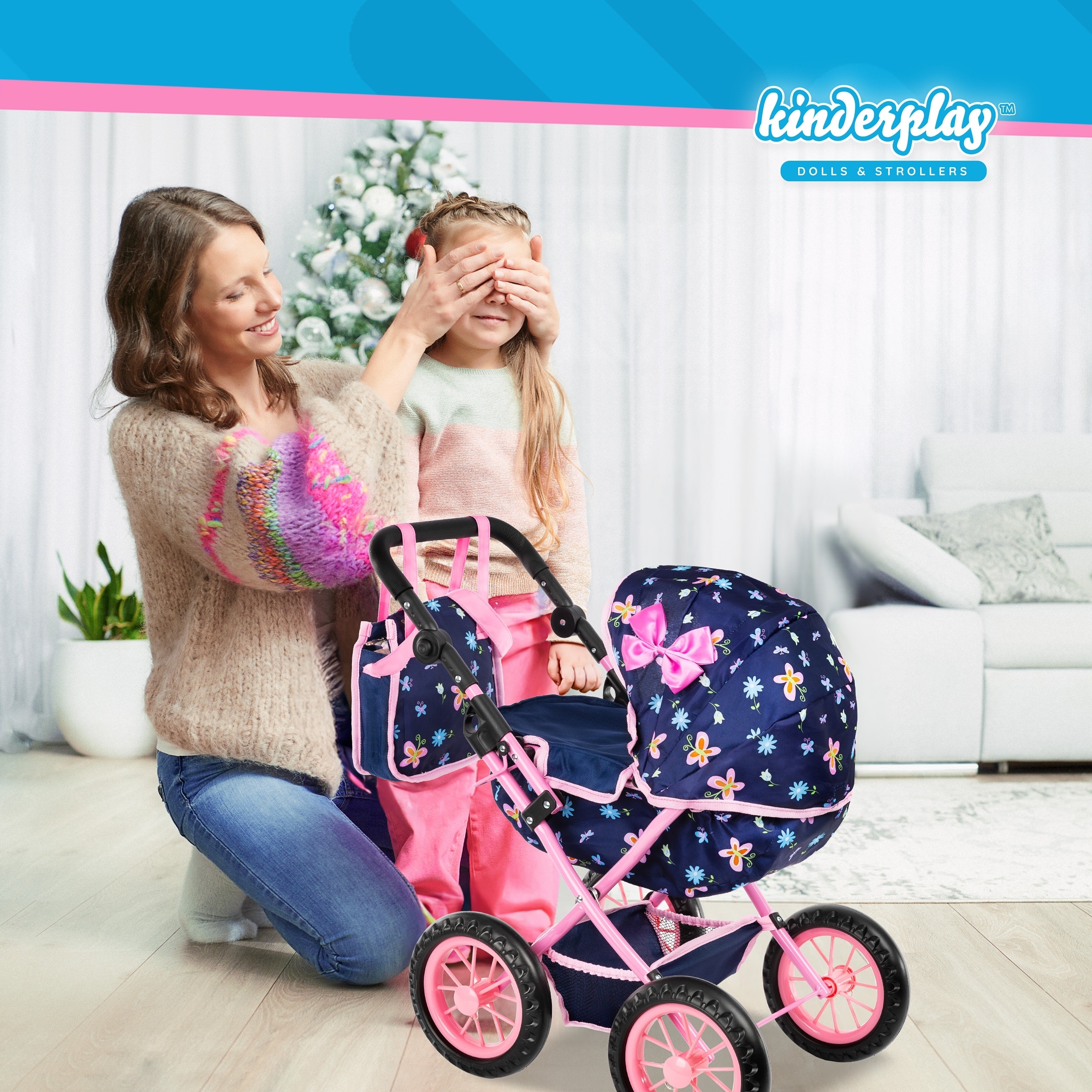 KINDERPLAY WÓZEK DLA LALEK GŁĘBOKI GONDOLA SKŁADANY TORBA REGULOWANA RĄCZKA EAN (GTIN) 5907747603073