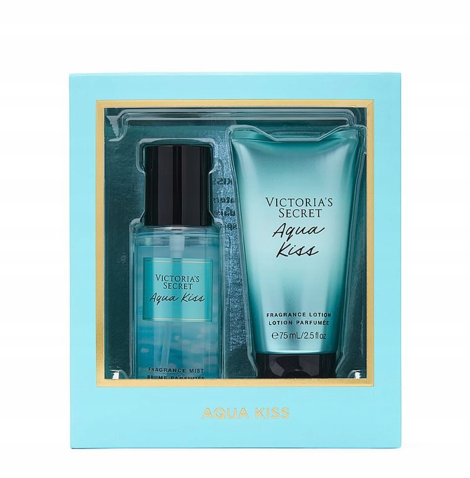 Victoria's Secret Aqua Kiss Sada tělového spreje a balzámu 2 x 75 ml