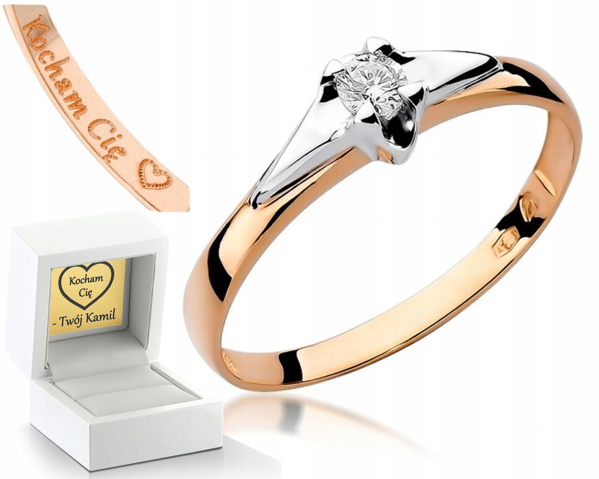 Prstýnek Briliant Diamant Z Růžového Zlata 585 Zlato Jako Dárek