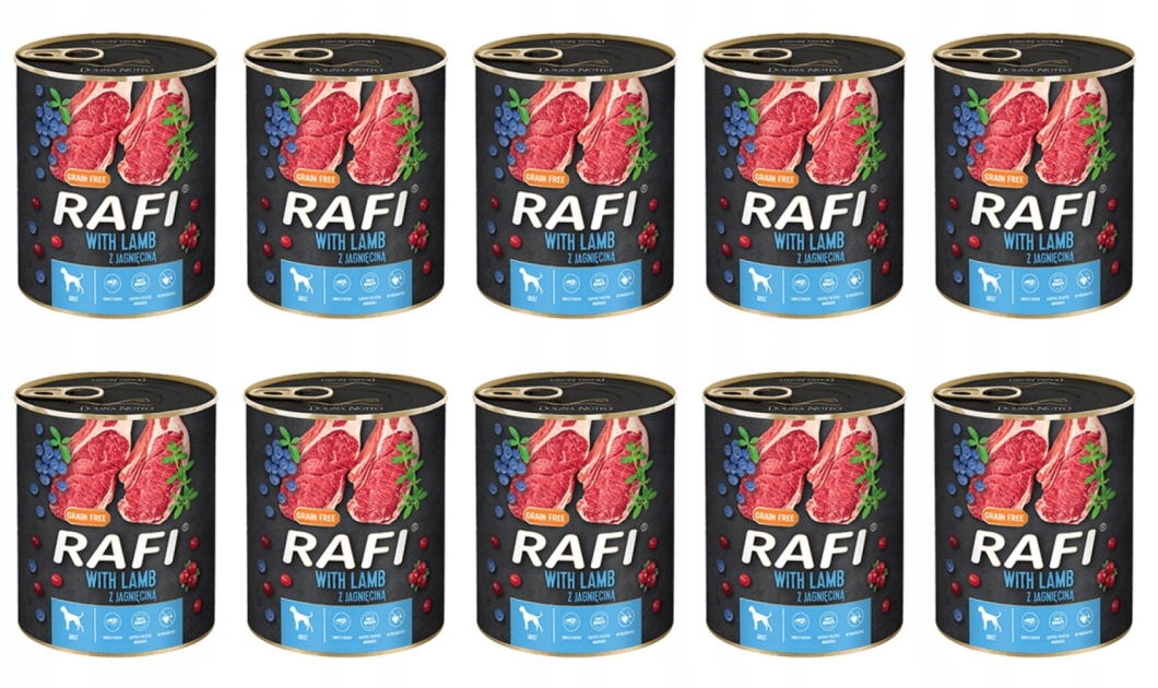 Levně Krmivo Mokré Pro Psa S Jehněčím Masem 800 G Rafi X10 Ks