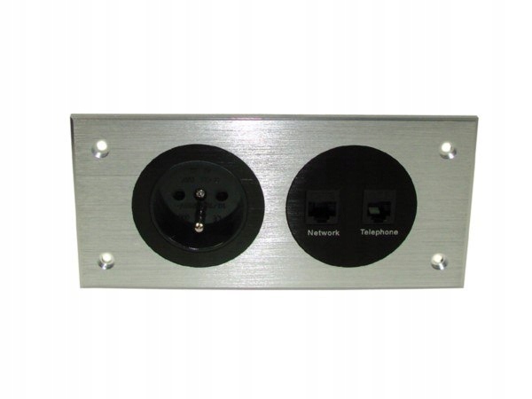 Mediální port Cova 1*230V 1*RJ45 1*RJ11 stříbrný