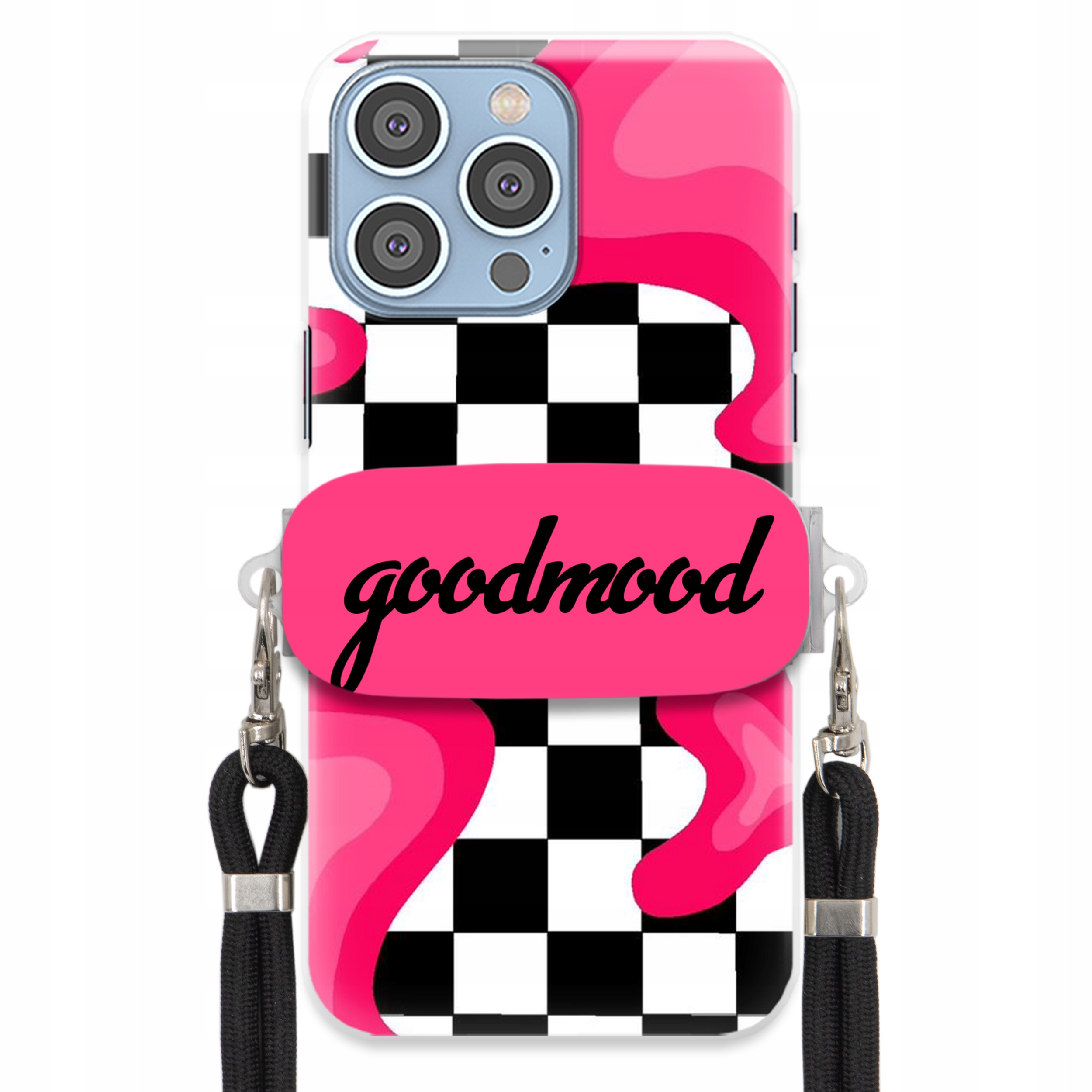 Puzdro Pre iPHONE 14 Pro Max Set Case Držiak Na Vodítko Čierny For Teen Splash