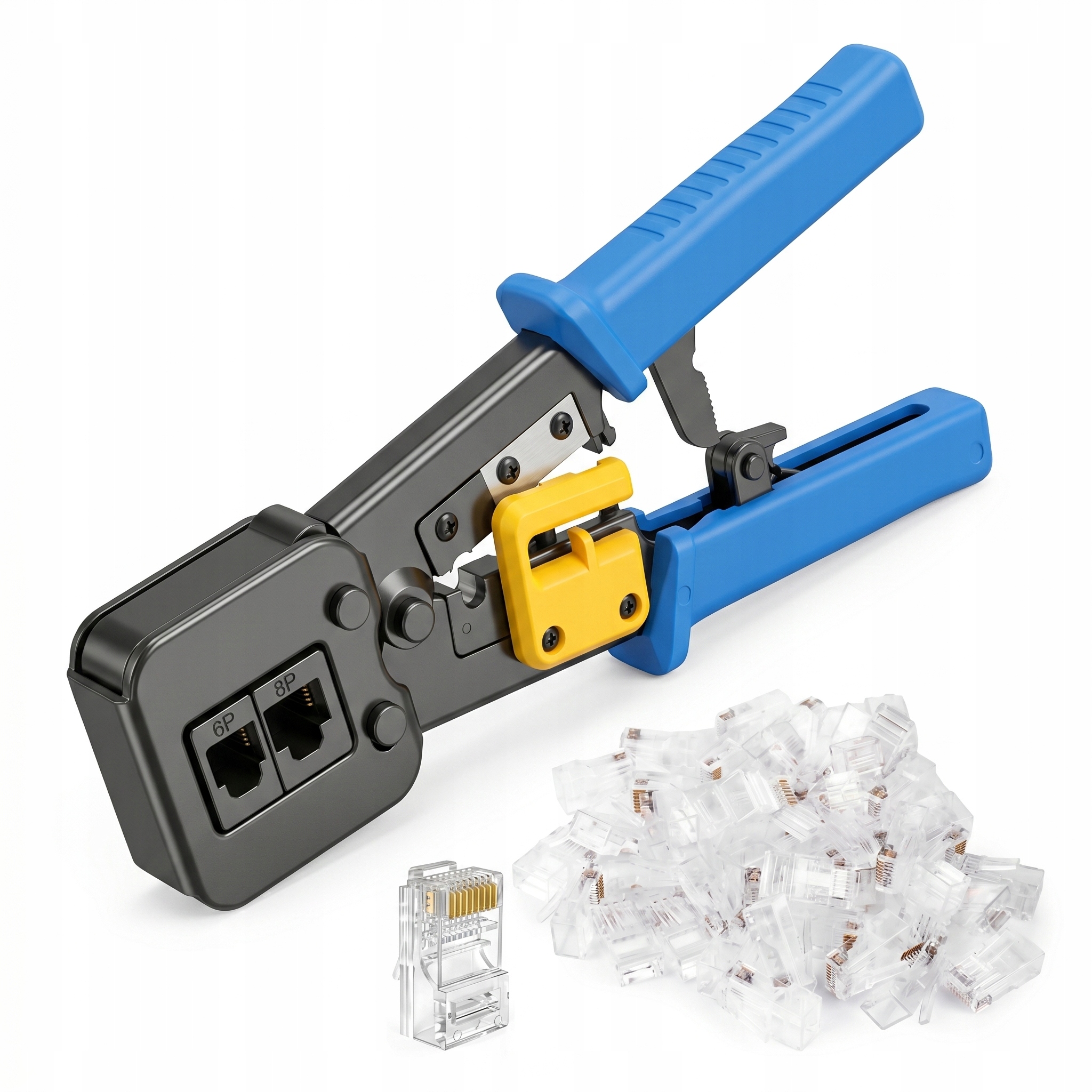 ZACISKARKA PRZELOTOWA MOCNA DO WTYKÓW ZŁĄCZ PRZELOTOWYCH RJ45 RJ12 RJ11 LAN