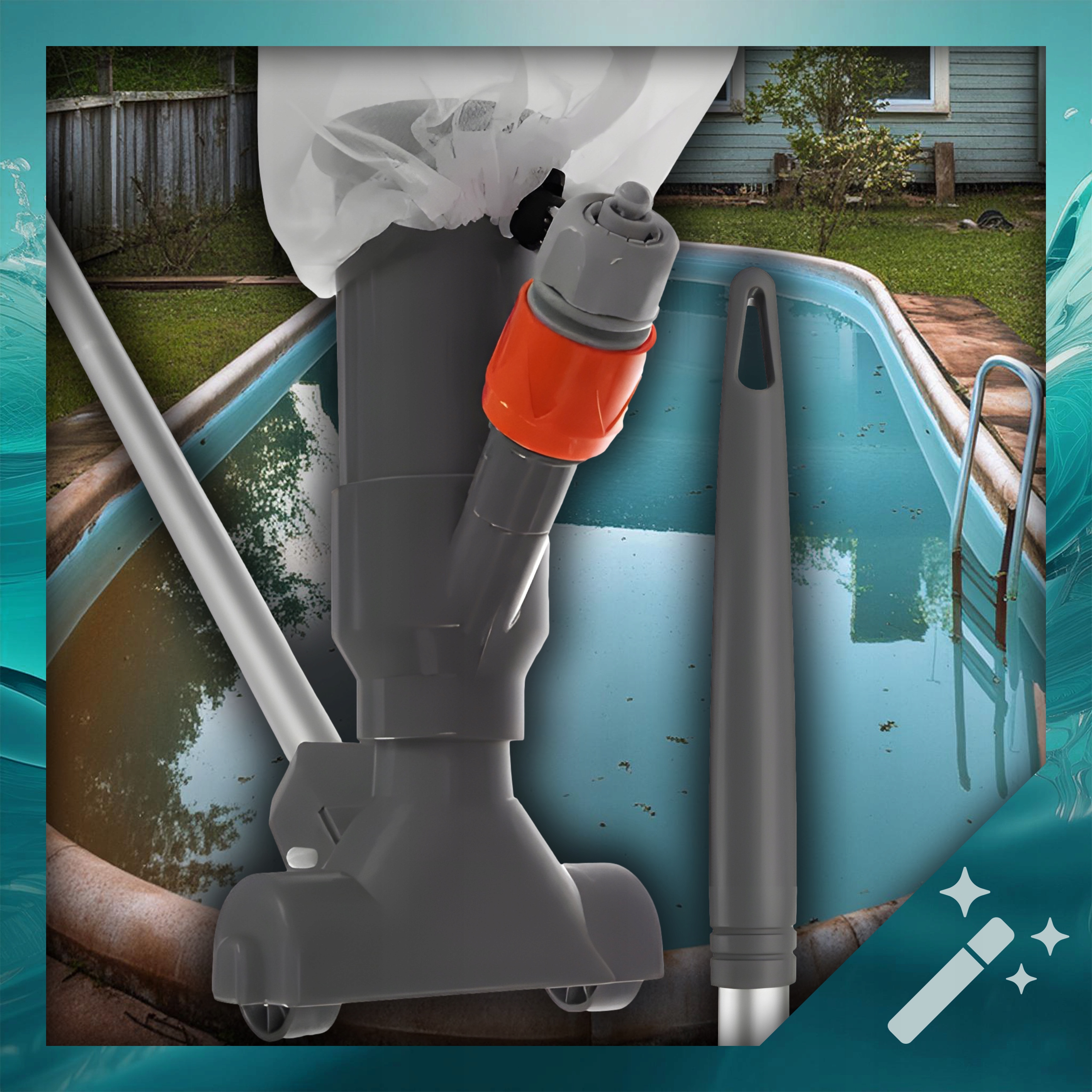 ODKURZACZ BASENOWY DO CZYSZCZENIA DNA BASENU SIATKA KIJ DO OCZEK WODNYCH EAN (GTIN) 5906647701759