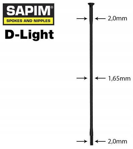 

Sapim D-Light 2,0-1,65 szprychy straight pull 288