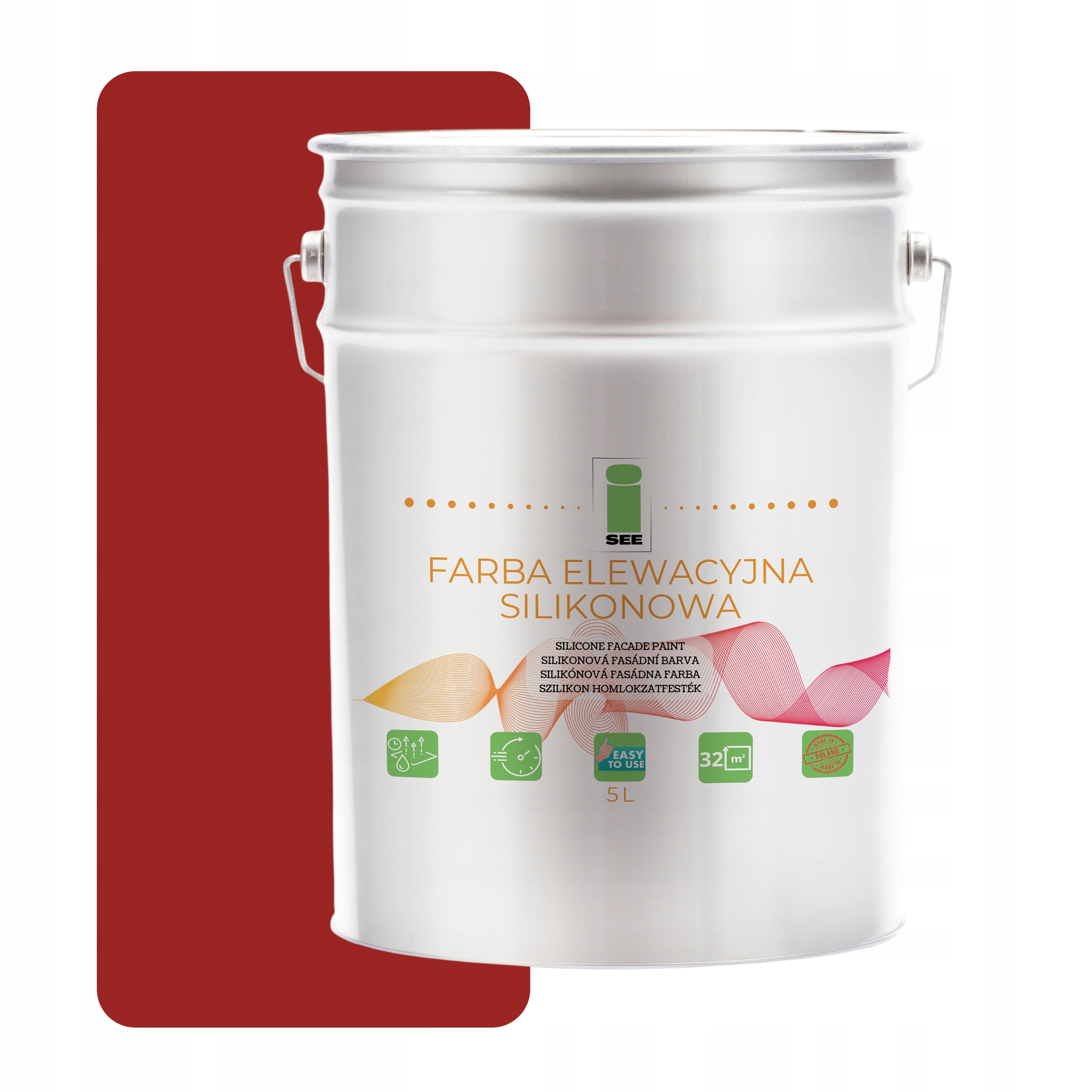 Fasádna Silikónová Fasádna Farba Červená 3001 5 L Paropriepustná
