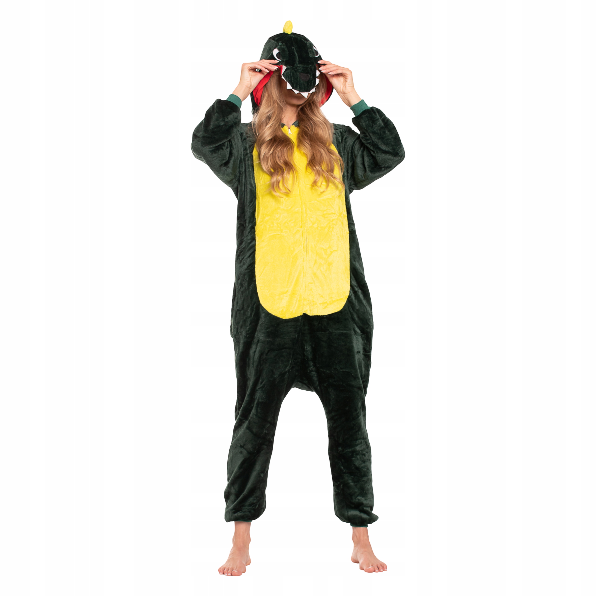 Dámské pyžamo kombinéza Kigurumi Onesie Dinosaurus Zelená 175-185 cm XL