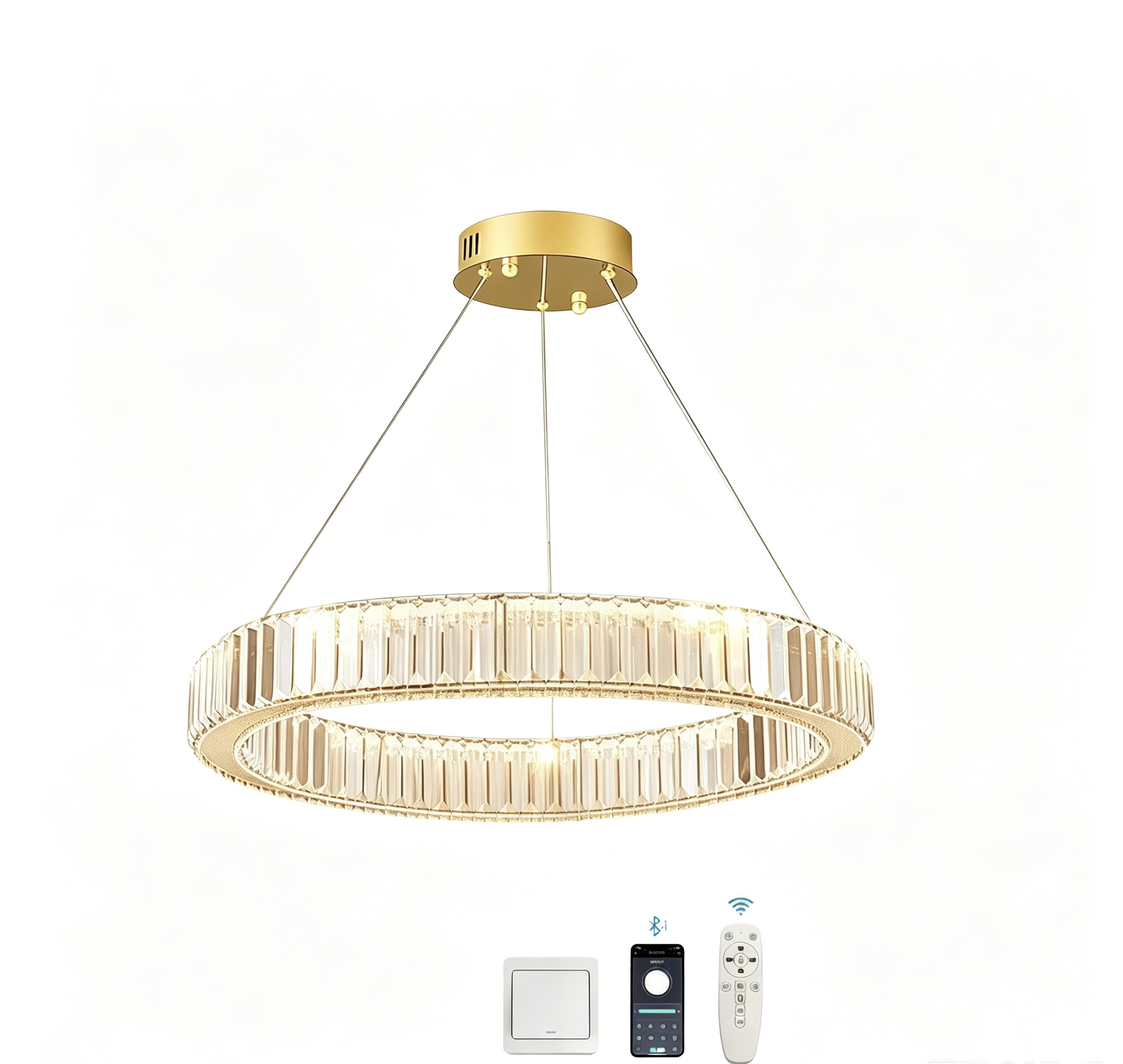 Závesná krištáľová Led lampa Ø40 cm 3000-6000K, nastaviteľná výška