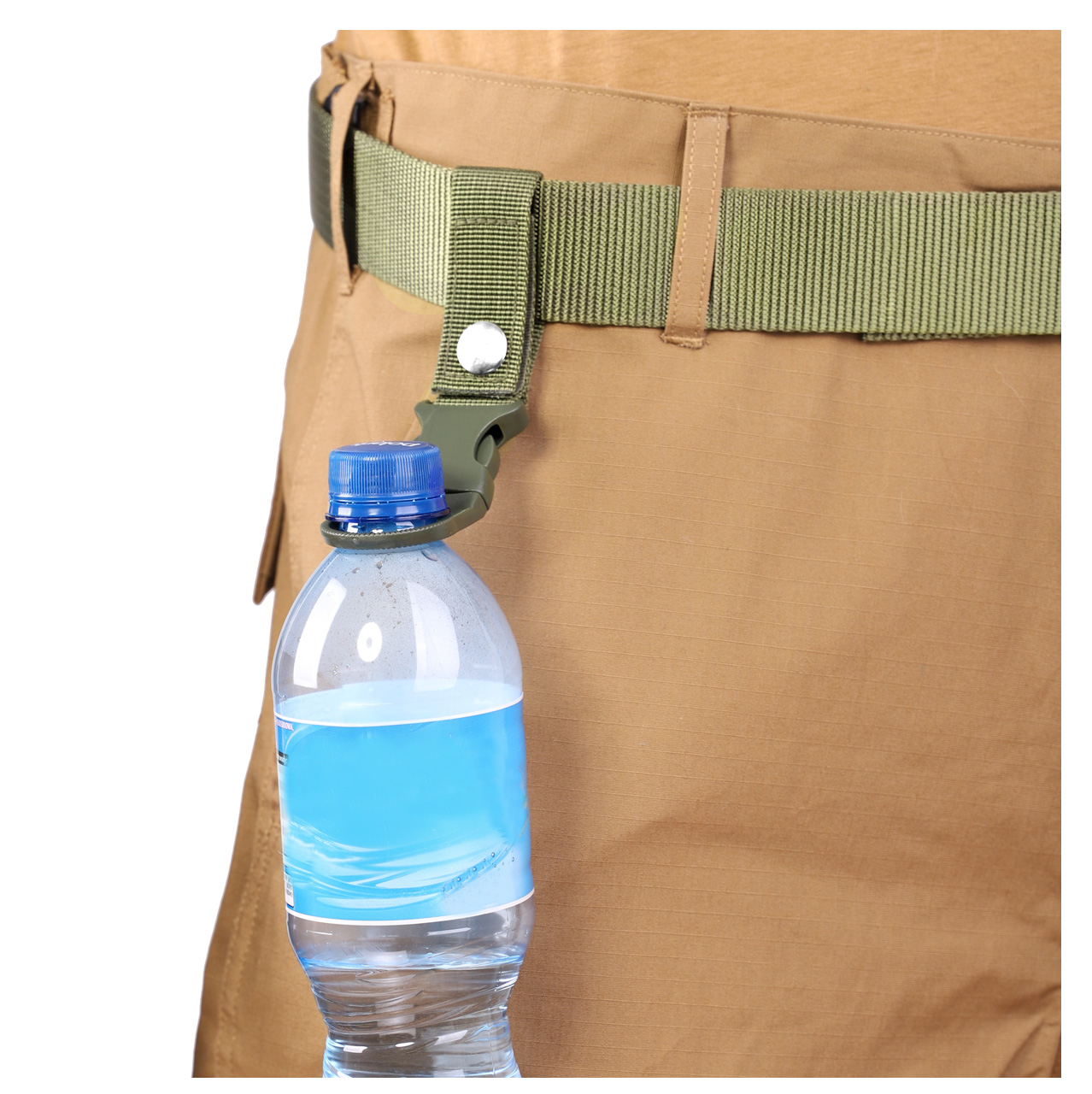 UCHWYT NA BUTELKĘ PET DO PASKA PASA PLECAKA DOMINATOR MOLLE ZIELONY OLIVE Długość 16 cm