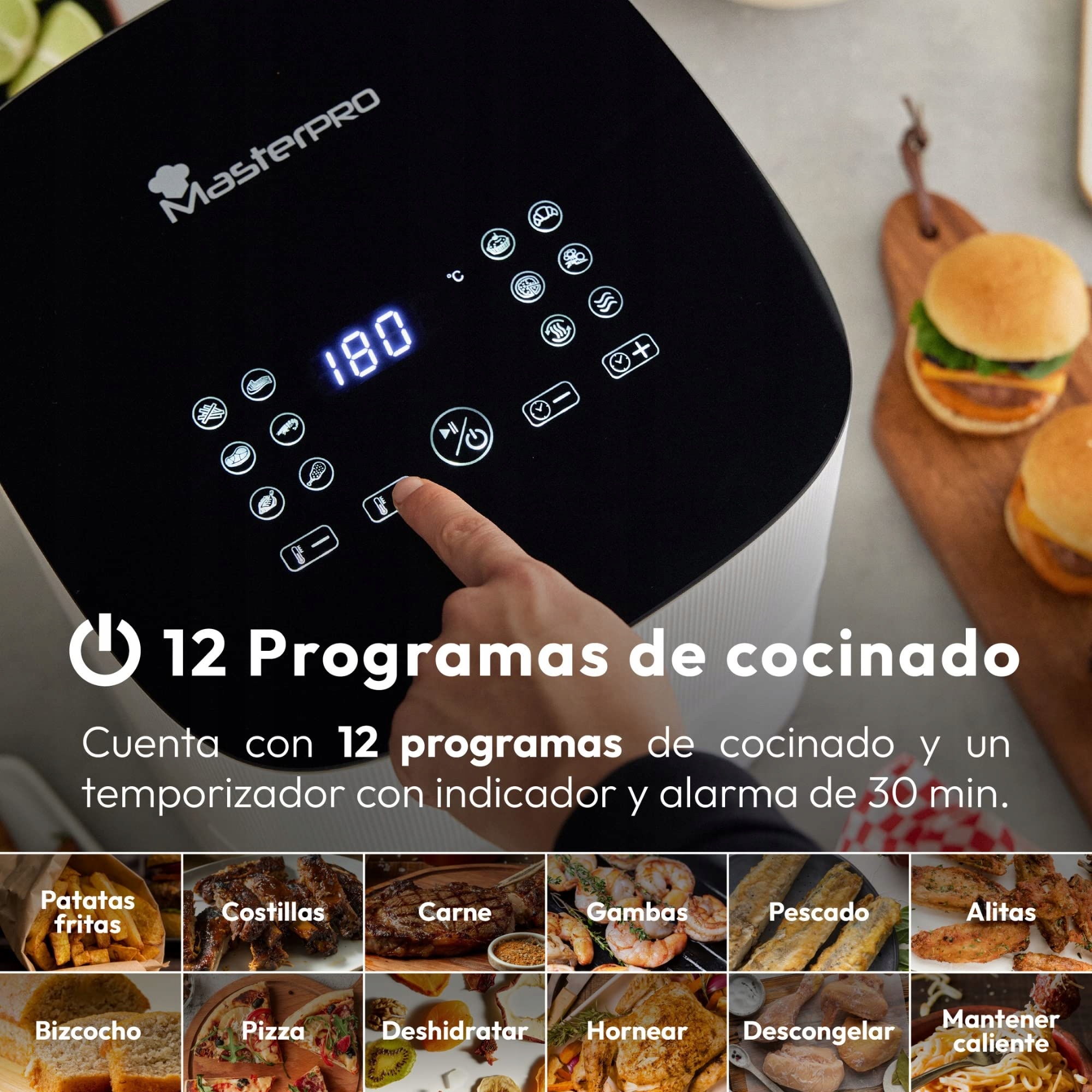 MASTERPRO IROCKET Frytkownica Beztłuszczowa 1500W 5L WiFi Aplikacja — miniatura 4