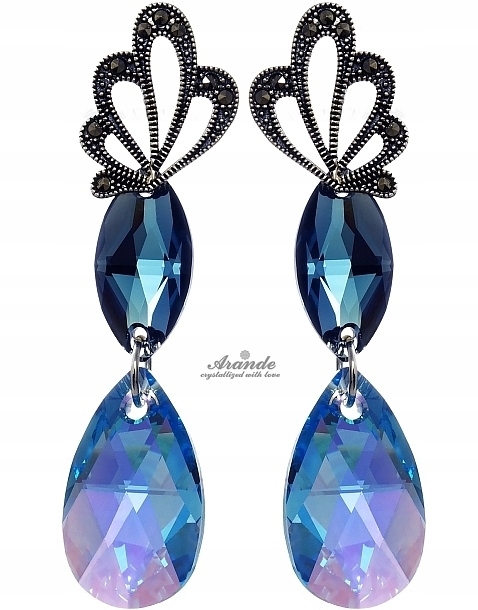 Krystaly Special Náušnice Aqua Neon Adore Stříbro