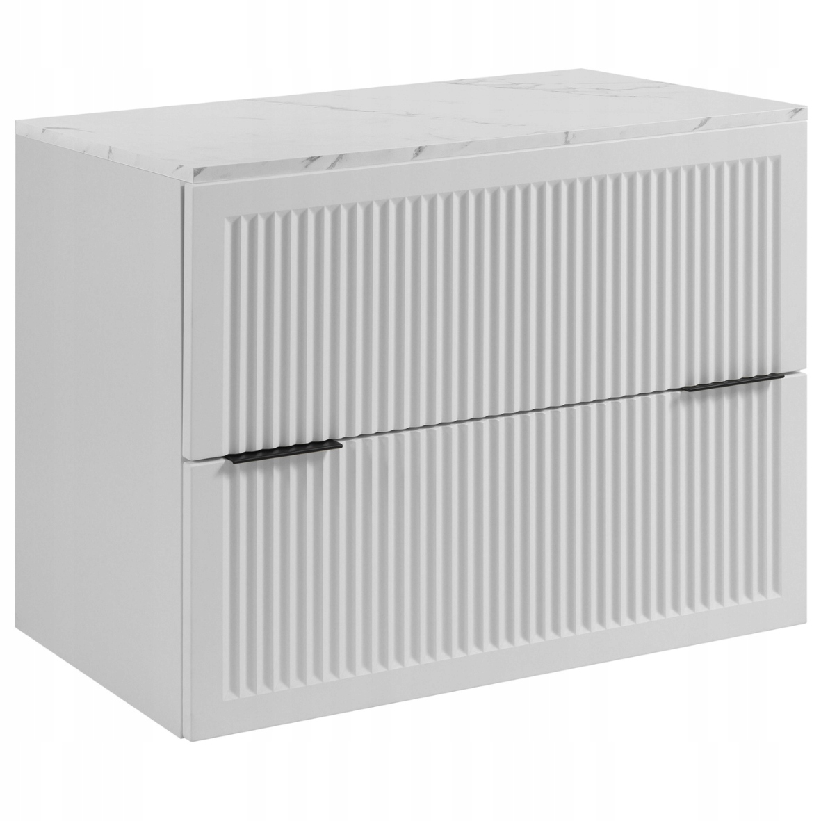 Koupelnová skříňka Pod Umyvadlo 80 bílá ryfle, mramorová deska