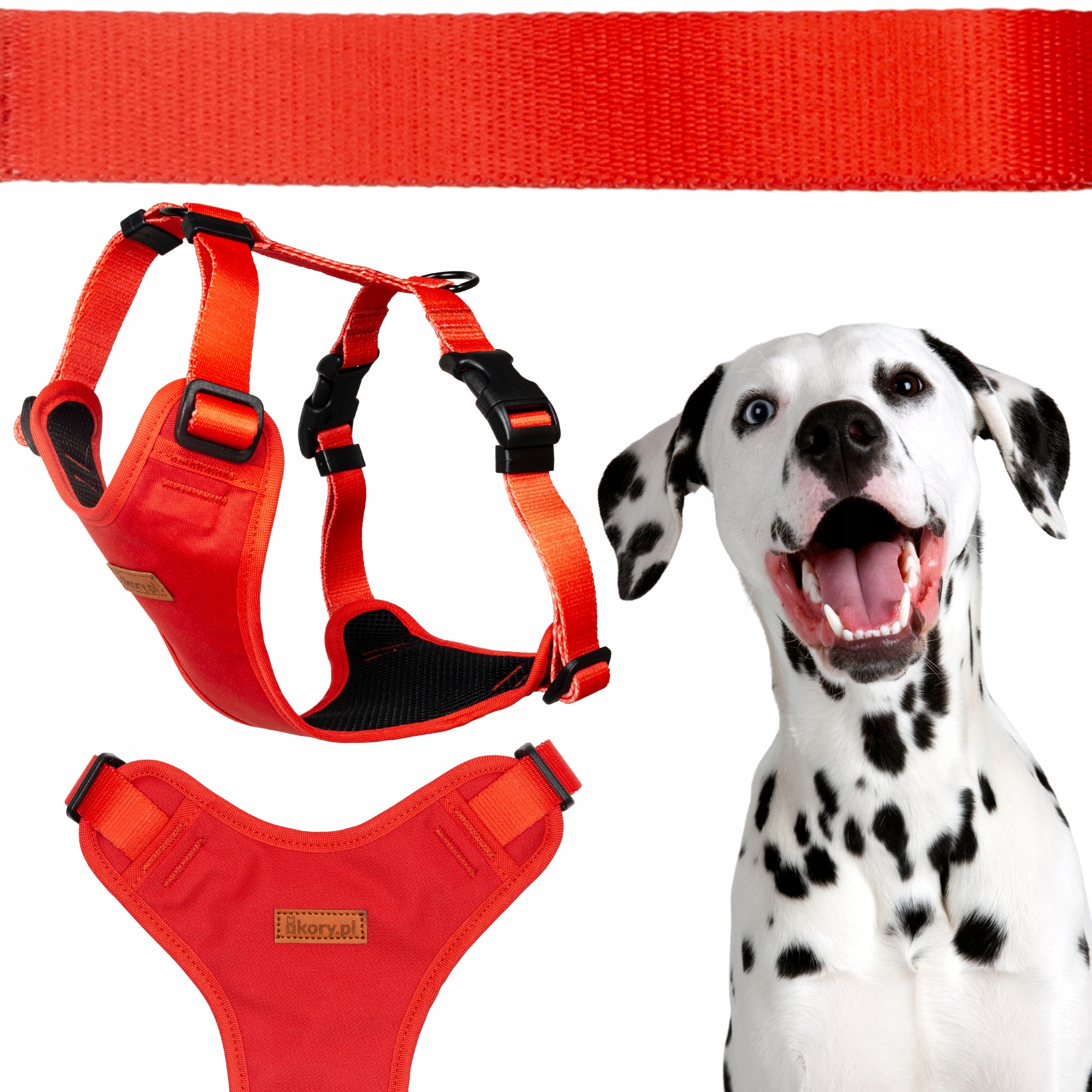 Levně Regulovatelné beztlakové postroje pro velkého psa L Ovčák 30 mm Ukory Červené